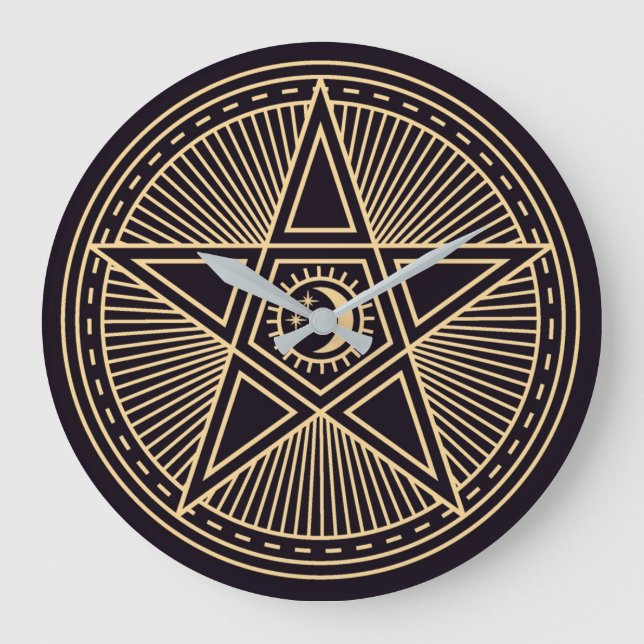 Wiccan Symbols Stor Klocka (Framsida)