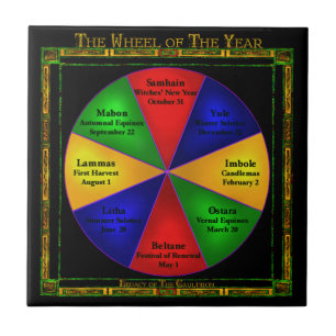 Wiccan Wheel of the Year Ceramic Tile Kakelplatta