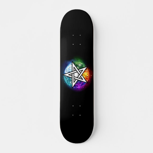 Wiccanpentagram Mini Skateboard Bräda 18,5 Cm (Framsida)