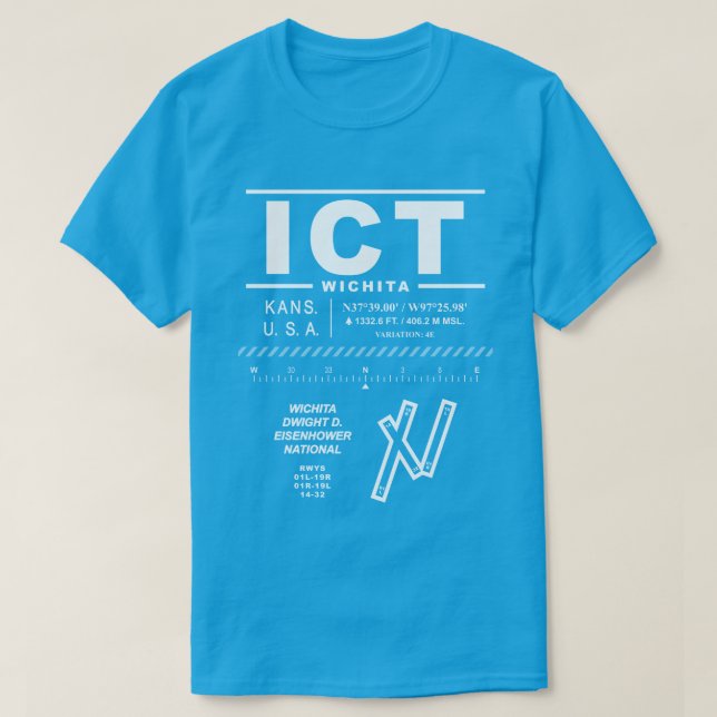 Wichita Dwight D. Eisenhower National Airport ICT T Shirt (Design framsida)