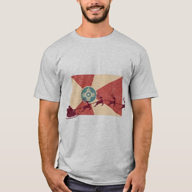 Wichita Flagga jul T Shirt (Framsida)