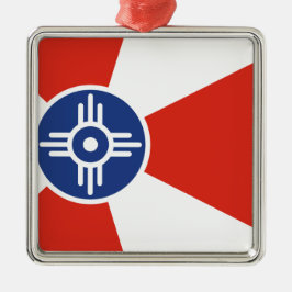 Wichita Kansas ICT Flagga Julgransprydnad Metall