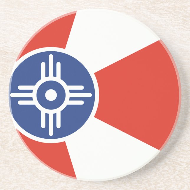 Wichita Kansas ICT Flagga Underlägg Sandsten (Framsidan)
