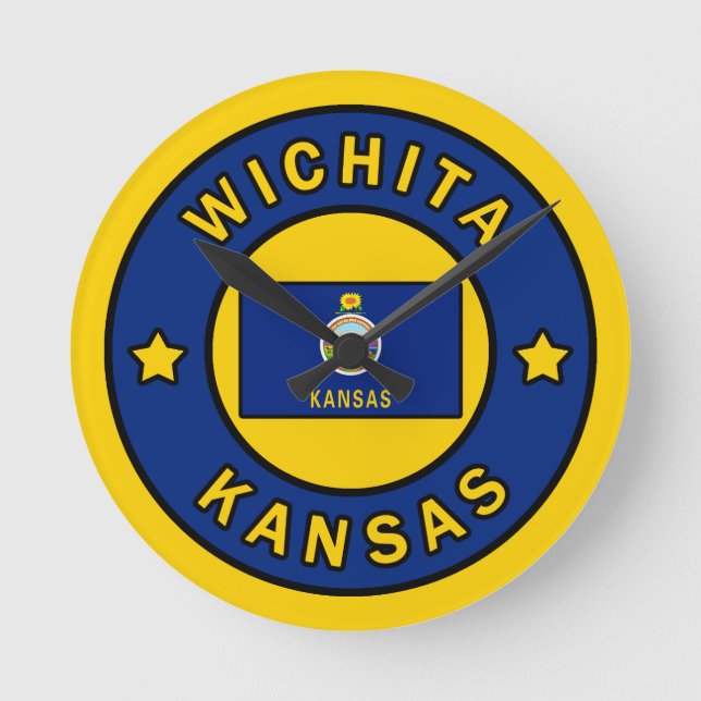 Wichita Kansas Rund Klocka (Framsida)