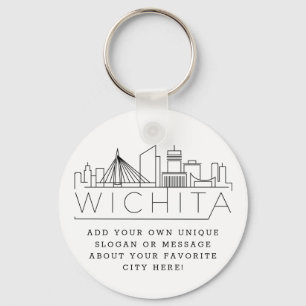 Wichita, Kansas Stylized Skyline Anpassningsbar S Nyckelring