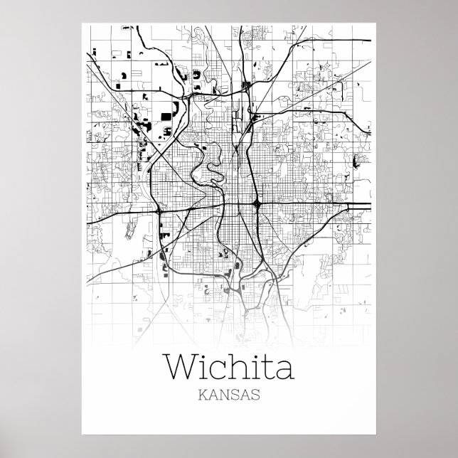 Wichita Karta - Kansas - City Karta Poster (Framsidan)