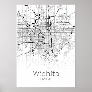 Wichita karta - Kansas City kartaaffisch Poster