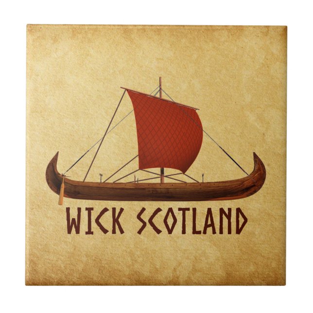 Wick Skottland Vikingfartyg Kakelplatta (Framsidan)