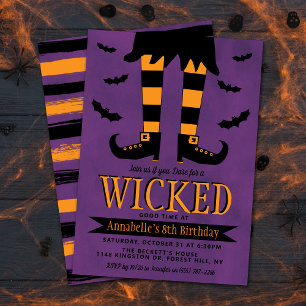 Wickade Witch Halloween oavsett ålder Inbjudningar