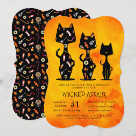 Wicked Affair Halloween Cat ThLED Party Inbjudningar