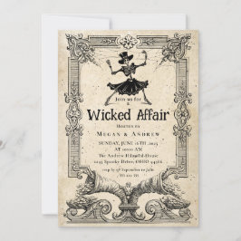Wicked Affair Halloween Vintage Gothic Skull Inbjudningar
