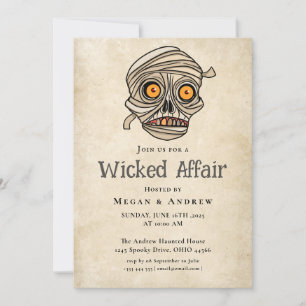 Wicked Affair Halloween Vintage Gothic Skull Inbjudningar