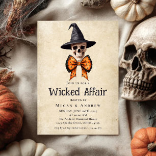 Wicked Affair Halloween Vintage Gothic Skull Inbjudningar