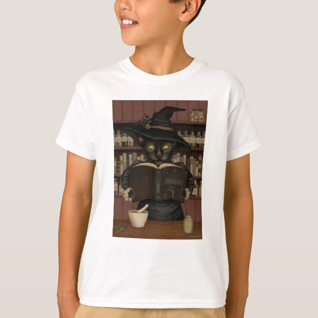 Wicked Apothecary Halloween Cat Kids T-Shirt (Framsida)