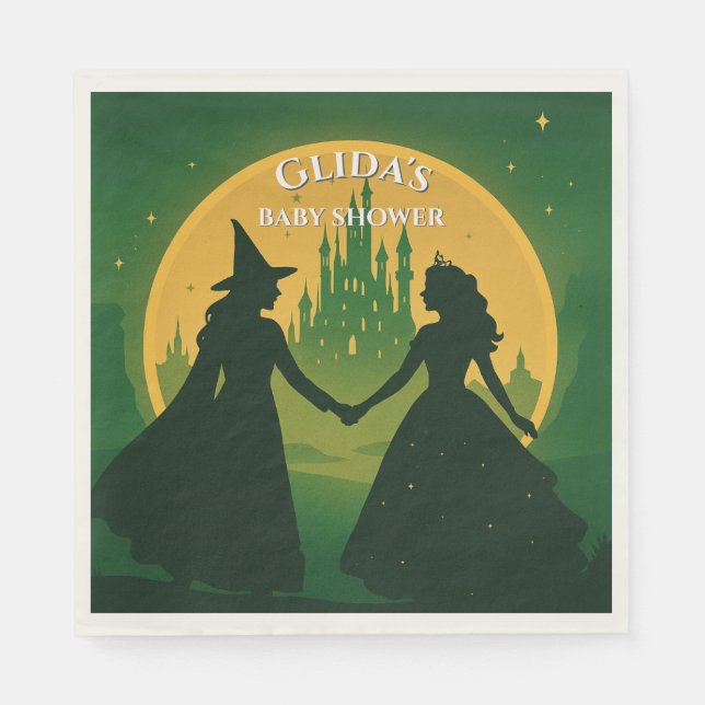 Wicked Baby Shower Napkins- Elphaba & Glinda Party Pappersservett (Framsidan)