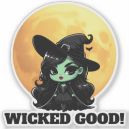 Wicked Bra Little Grönt Witch Full Moon Klistermärken