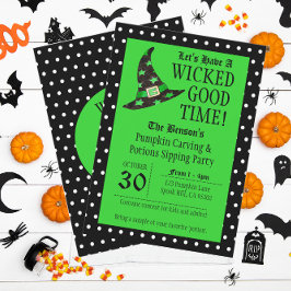 Wicked Bra Time Grönt Halloween-inbjudan Inbjudningar