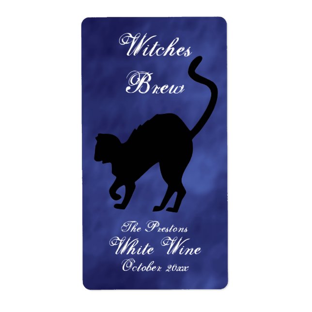 Wicked Cat i Lila Dimma Witches Brew Vin Fraktsedel (Framsidan)