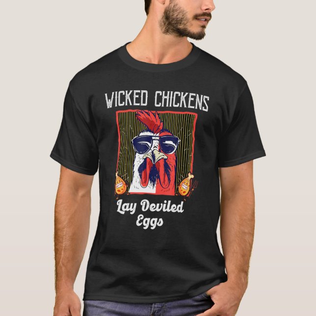 Wicked Chickens Ljugit Deviled Eggs Chicken T Shirt (Framsida)