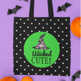 Wicked Cute Black och Grönt Halloween Tote Tygkasse