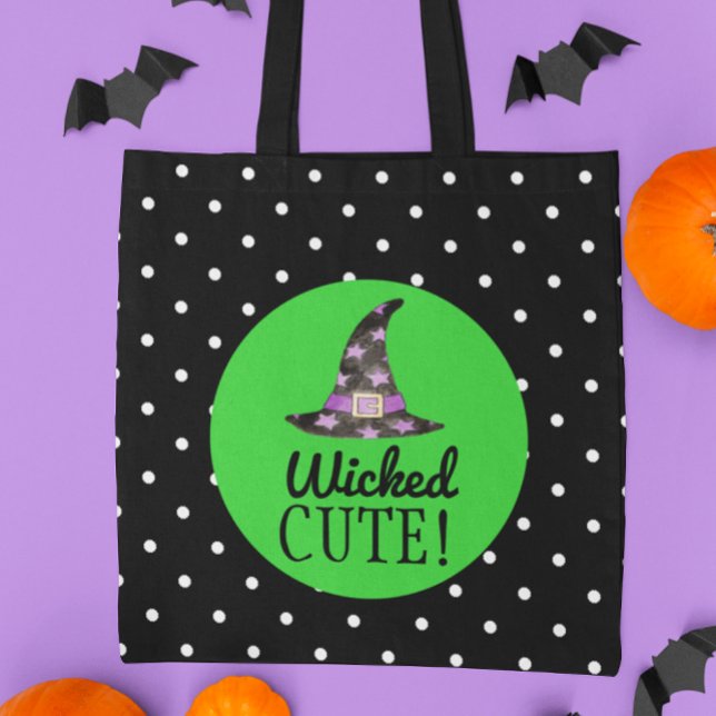 Wicked Cute Black och Grönt Halloween Tote Tygkasse (Skapare uppladdad)