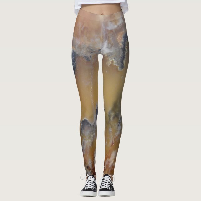 Wicked Cute Mossy Agate Natural Sten Designad Leggings (Framsida)