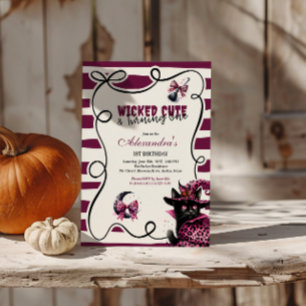 Wicked Cute & Turning One Girl Halloween 1 Birth Inbjudningar