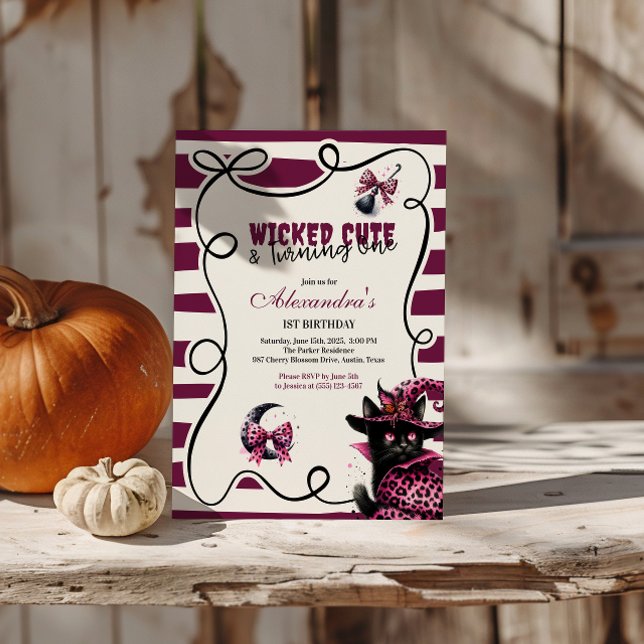 Wicked Cute & Turning One Girl Halloween 1 Birth Inbjudningar (Skapare uppladdad)