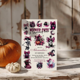 Wicked Cute & Turning One Girl Halloween Birthday Inbjudningar