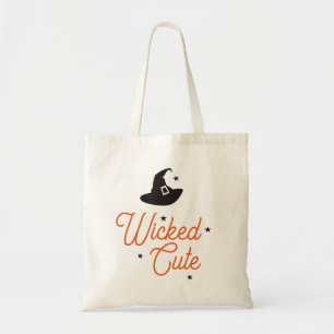 Wicked Cute, Witch Hat, Broom, Halloween Tygkasse