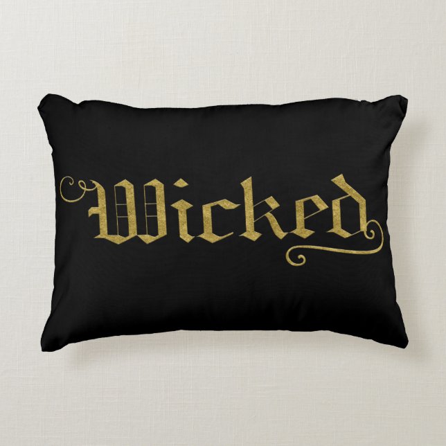WICKED Falskt guld Halloween fest Prydnadskudde (Framsidan)