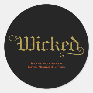 WICKED Falskt guldutseende Halloweenfavorit Runt Klistermärke