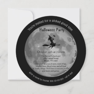 Wicked Full Moon Mystical Witch Halloween fest Inbjudningar