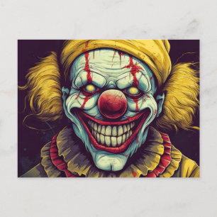 Wicked Funhouse Clown Illustration Design Vykort