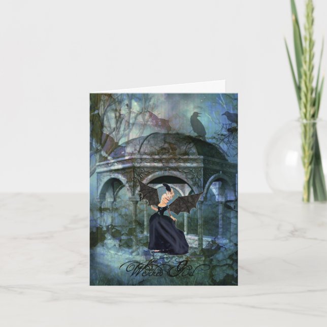 Wicked Girl Halloween Card Kort (Framsida)