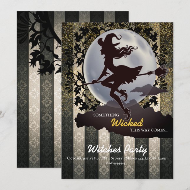 Wicked Halloween fest-inbjudningar Inbjudningar (Fram/baksida)