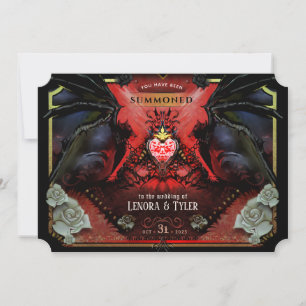 Wicked Halloween Red Black & Guld Bröllop Inbjudningar
