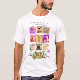 Wicked Halloween-samlingar med Frimärke med text p T Shirt