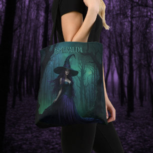 Wicked Halloween Witch i Lila och Black Namn Tygkasse