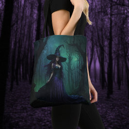 Wicked Halloween Witch in Lila and Black Tygkasse