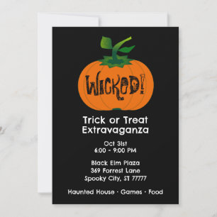Wicked Happy halloween Black Orange Pumpkin Inbjudningar
