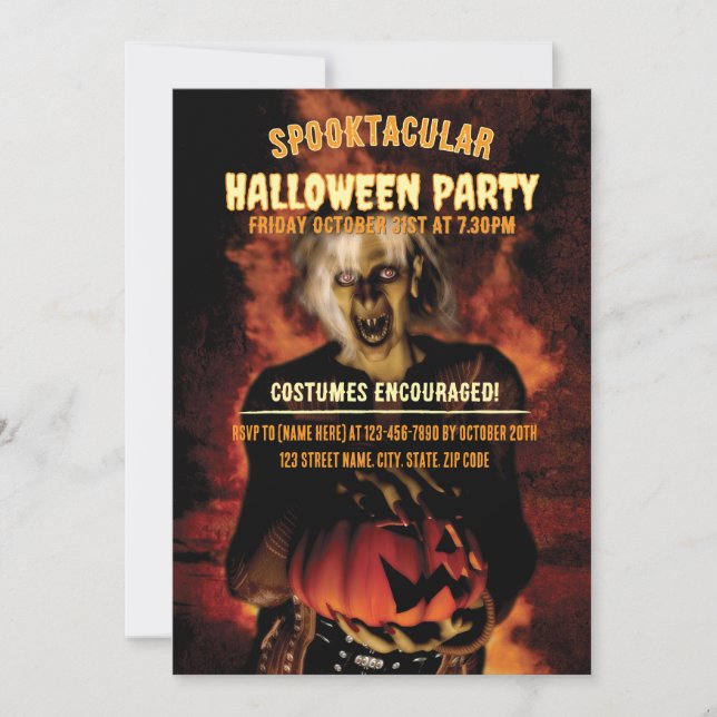 Wicked häxa med pumkin Halloween fest Inbjudningar (Framsida)