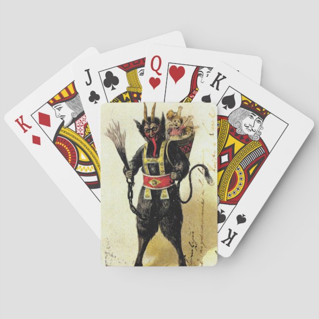 Wicked Krampus Scary Demon Helgdag jul Julafton Casinokort (Baksidan)