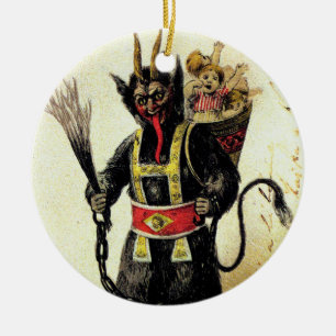 Wicked Krampus Scary Demon Helgdag jul Julafton Julgransprydnad Keramik