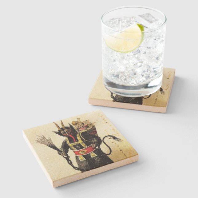 Wicked Krampus Scary Demon Helgdag jul Julafton Stenunderlägg (Sidan)