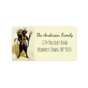 Wicked Krampus Scary Demon Julafton jul Adressetikett