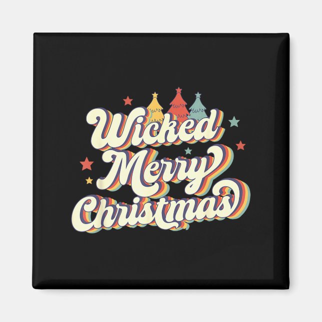 Wicked Merry Christmas Retro Groovy New England Xm Magnet (Framsidan)