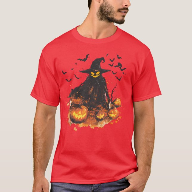 Wicked Pumpkin Reaper Halloween T-Shirt – Spooky (Framsida)
