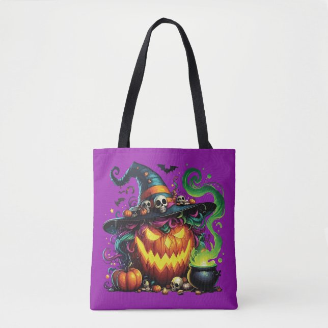 Wicked Pumpkin Witch Cauldron Tygkasse (Framsida)