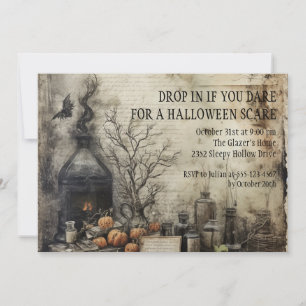 Wicked Pumpkins Potion Vintage Halloween Gothic Inbjudningar